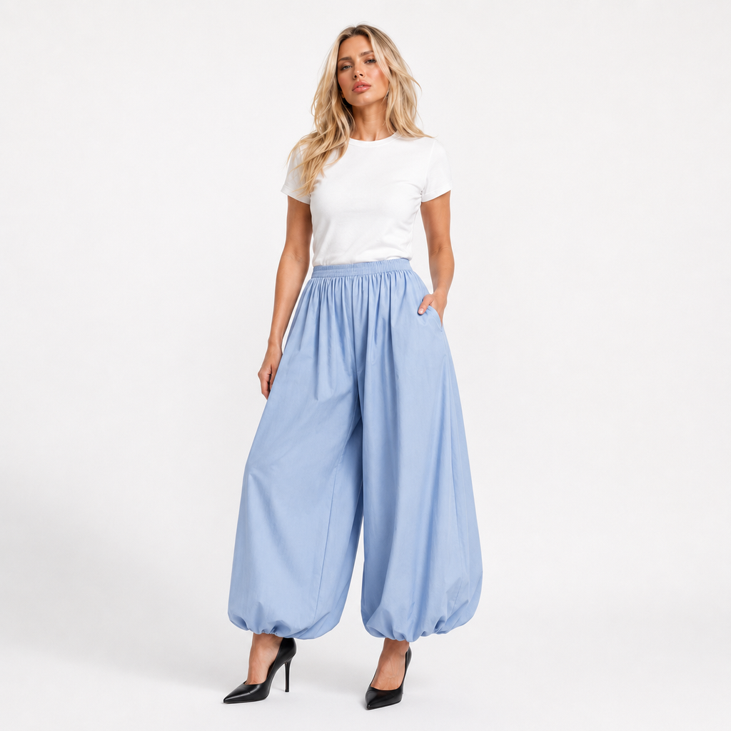 Wide Leg Lantern Trousers