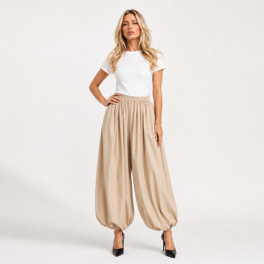 Wide Leg Lantern Trousers