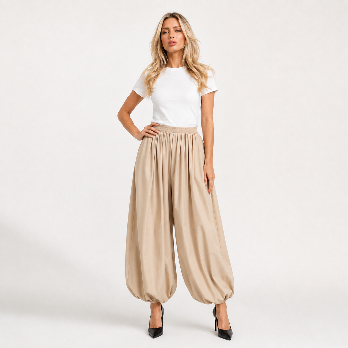 Wide Leg Lantern Trousers