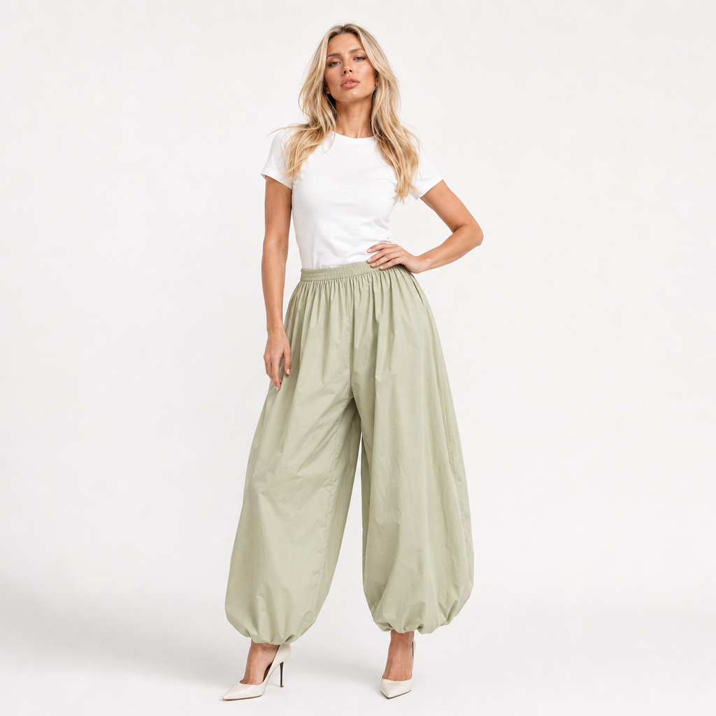 Wide Leg Lantern Trousers