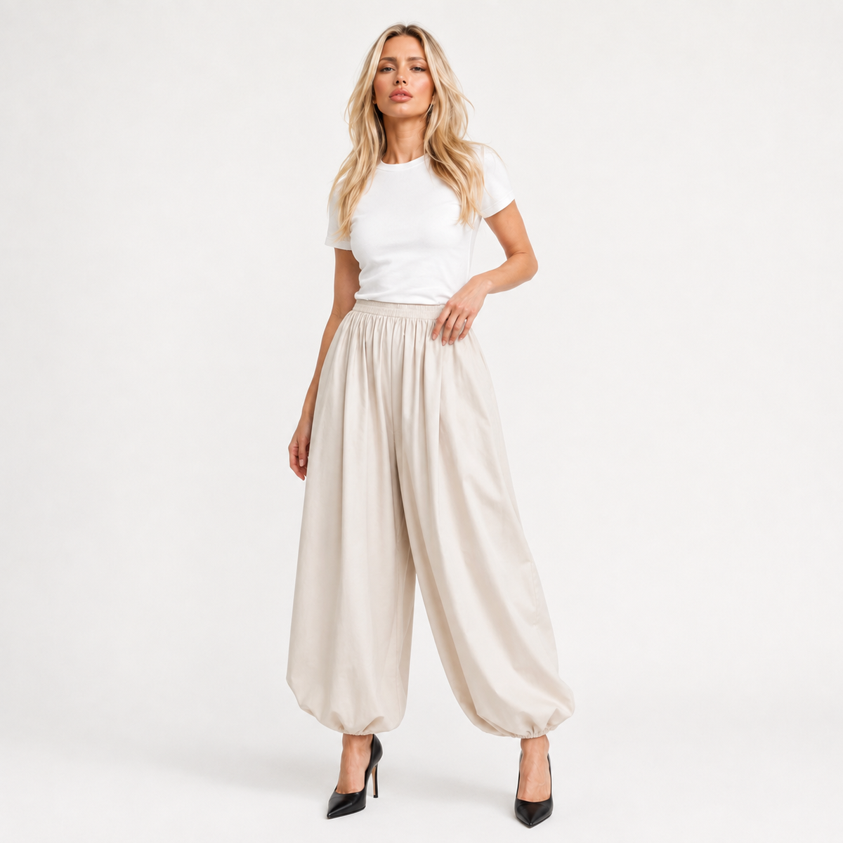 Wide Leg Lantern Trousers