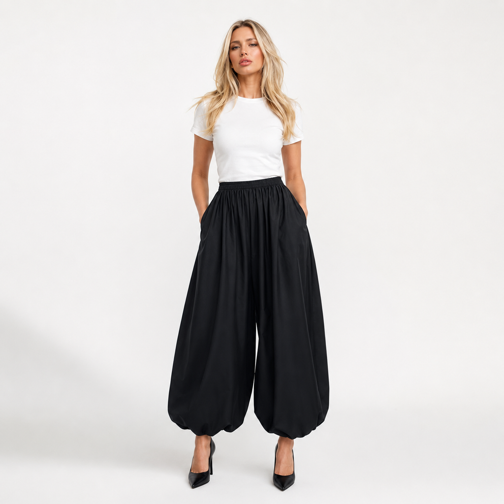 Wide Leg Lantern Trousers