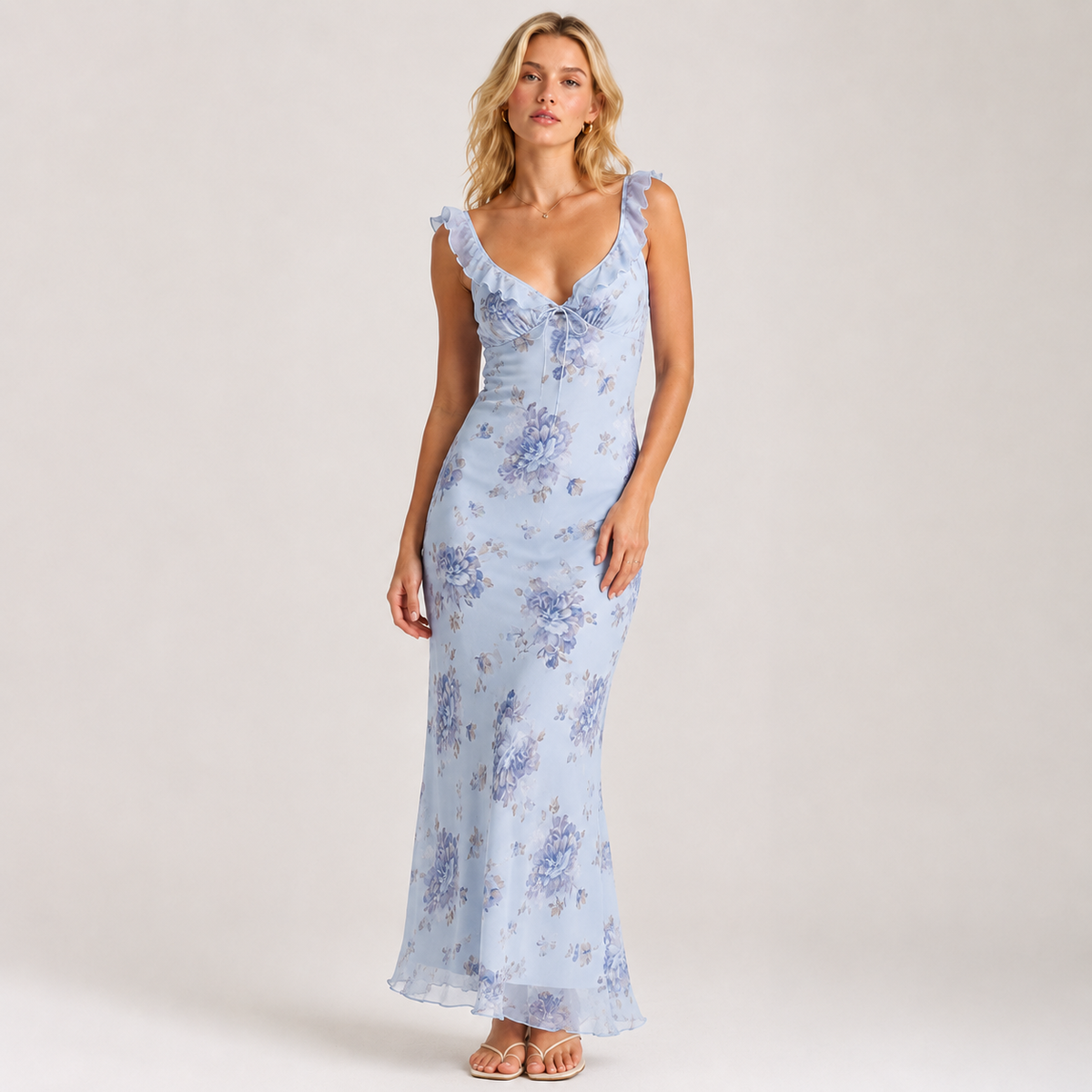 Floral Plunge Maxi Dress