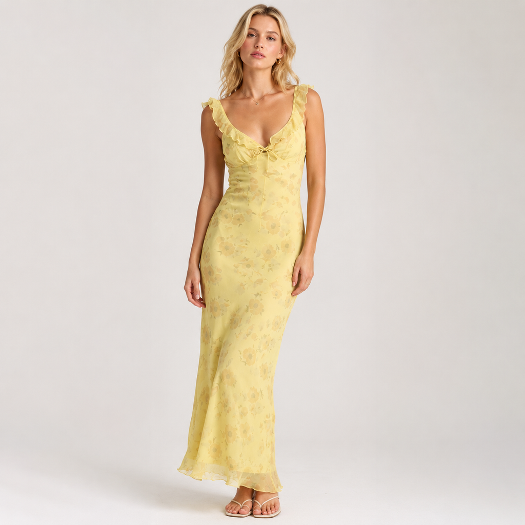 Floral Plunge Maxi Dress
