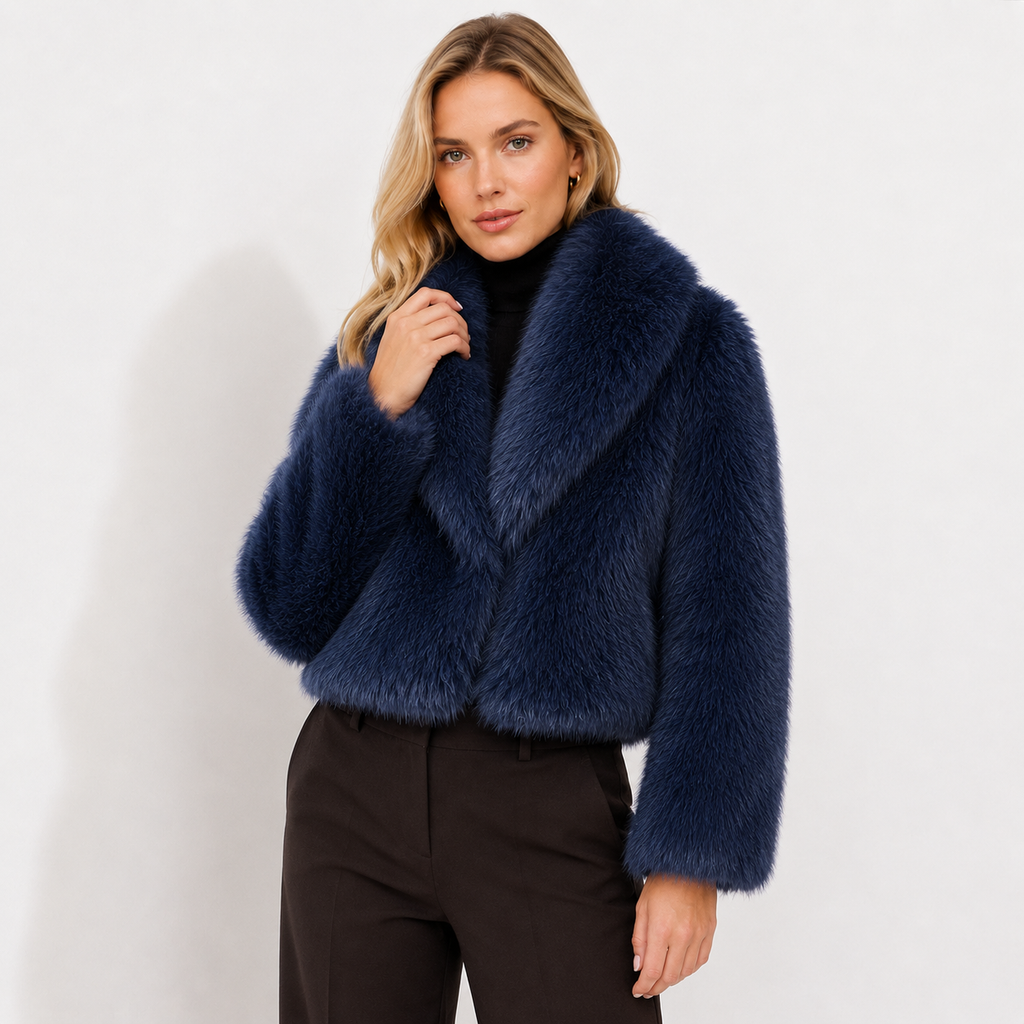 Shawl Collar Faux Fur Coat