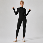 Long Sleeve Zip Front Yoga Jumpsuit