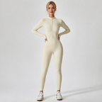 Long Sleeve Zip Front Yoga Jumpsuit