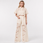 Lace Top and Wide Leg Trouser Set