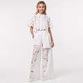 Lace Top and Wide Leg Trouser Set