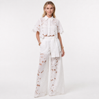 Lace Top and Wide Leg Trouser Set