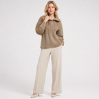 Pleated Stand Collar Zip Jacket