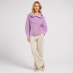 Pleated Stand Collar Zip Jacket