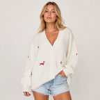 Dachshund Embroidered Knit Cardigan