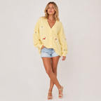 Dachshund Embroidered Knit Cardigan