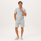 Zip Collar Waffle Polo and Shorts Set