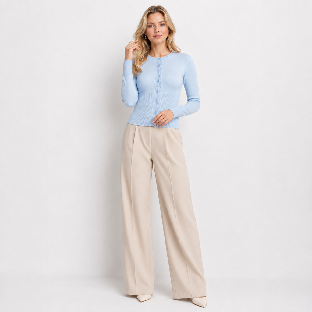Ribbed Knit Button Cardigan