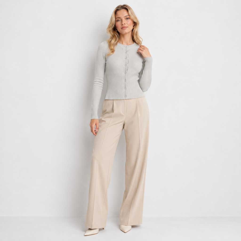 Ribbed Knit Button Cardigan
