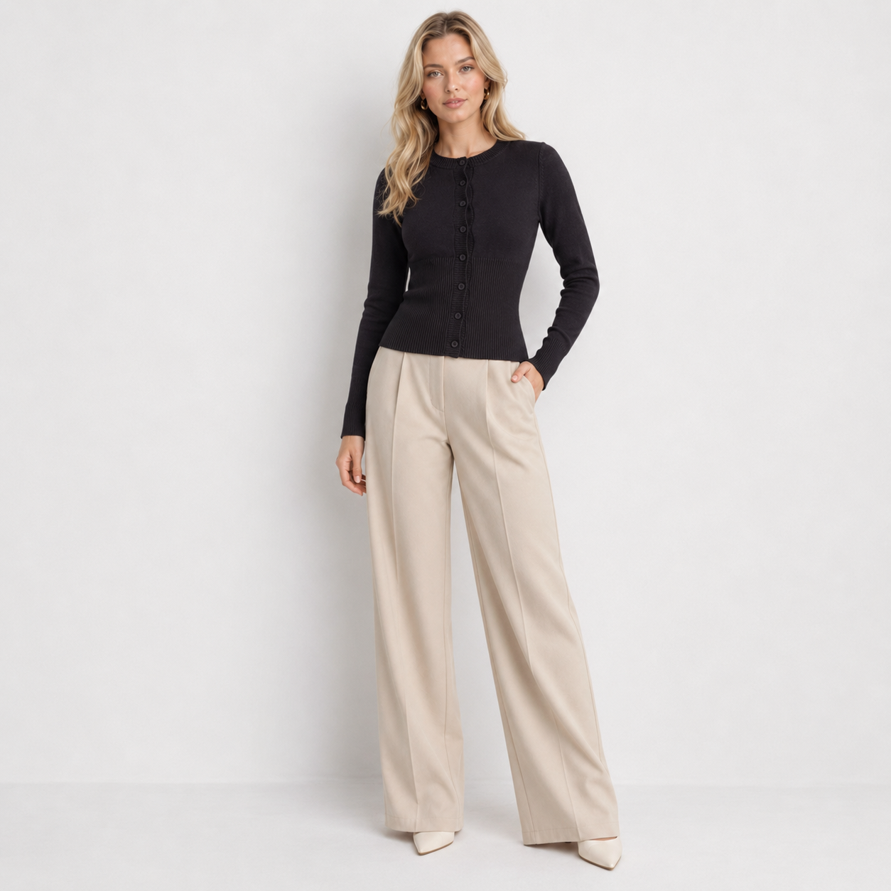 Ribbed Knit Button Cardigan