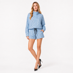 Polka Dot Turtleneck Top and Shorts Set