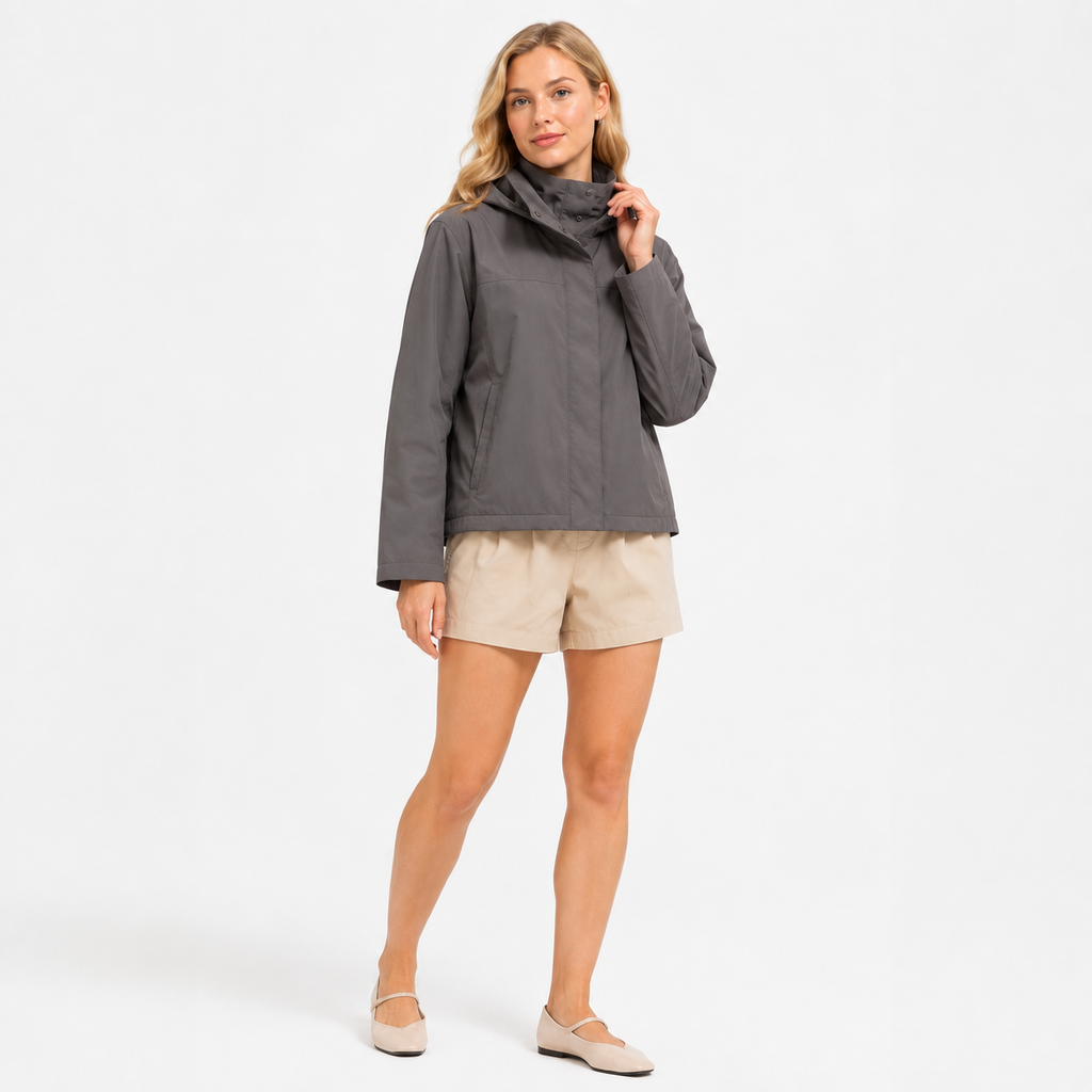 Windproof Hooded Stand Collar Jacket
