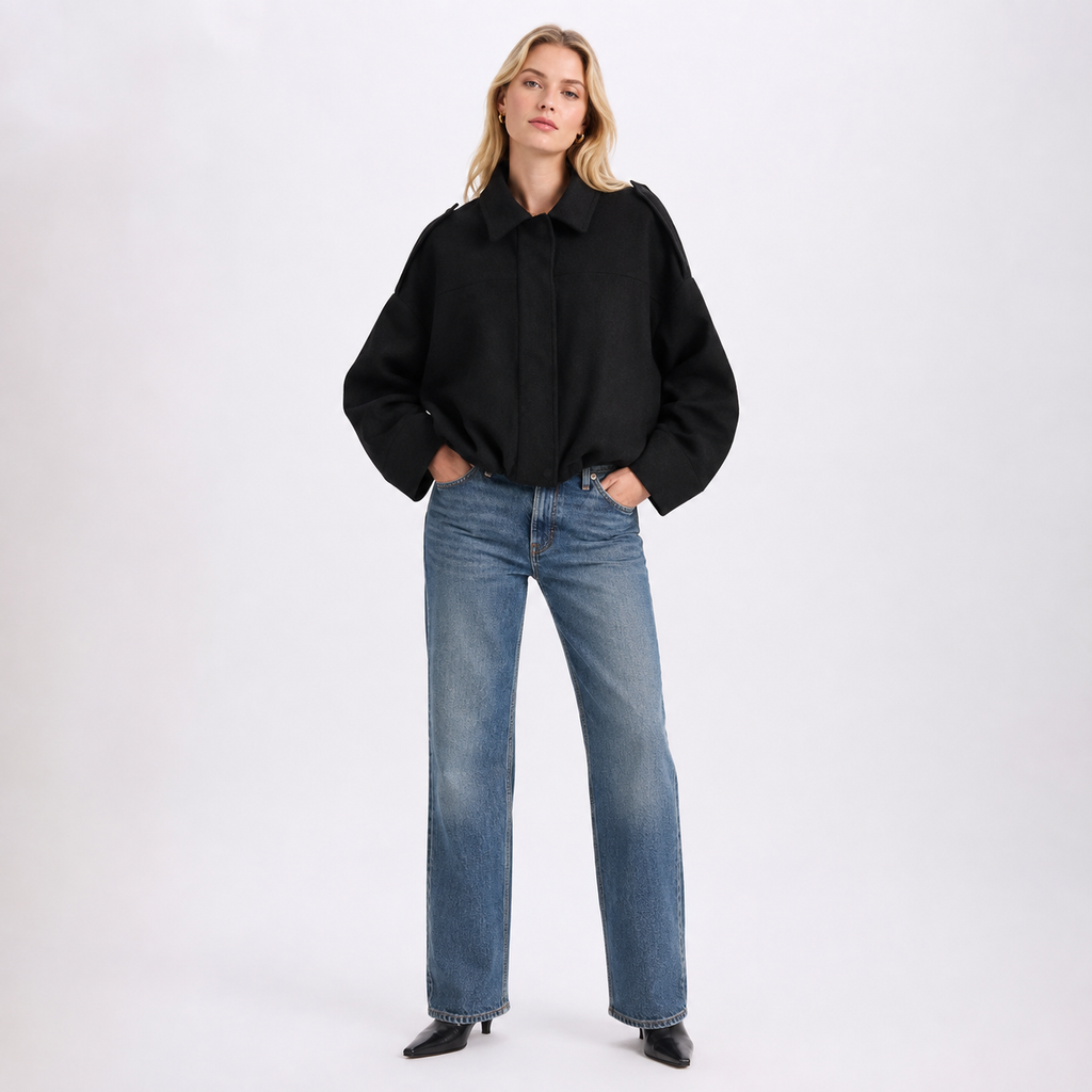 Textured Brushed Bomber Jacket