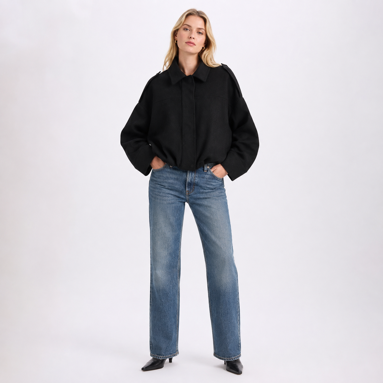 Textured Brushed Bomber Jacket