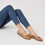 Mesh Buckle Strap Ballet Flats