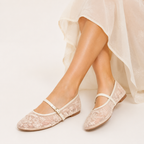 Beaded Embroidery Mesh Ballet Flats