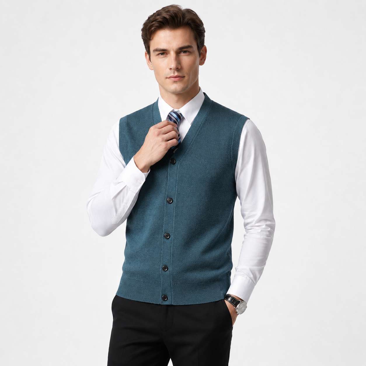 V-Neck Knit Sweater Vest