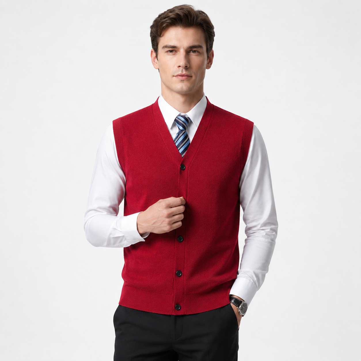 V-Neck Knit Sweater Vest