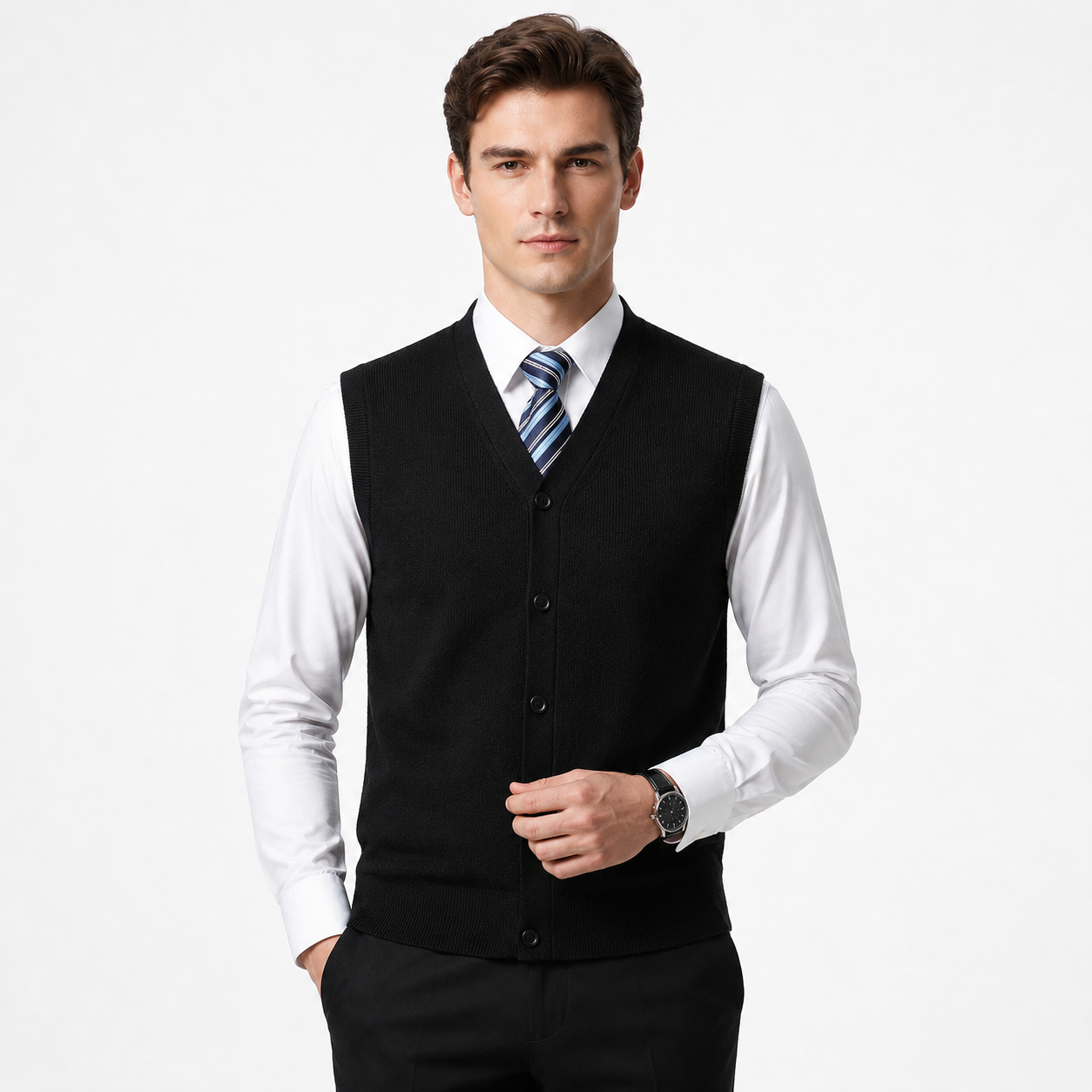V-Neck Knit Sweater Vest