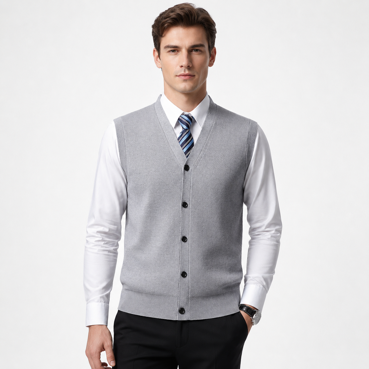 V-Neck Knit Sweater Vest