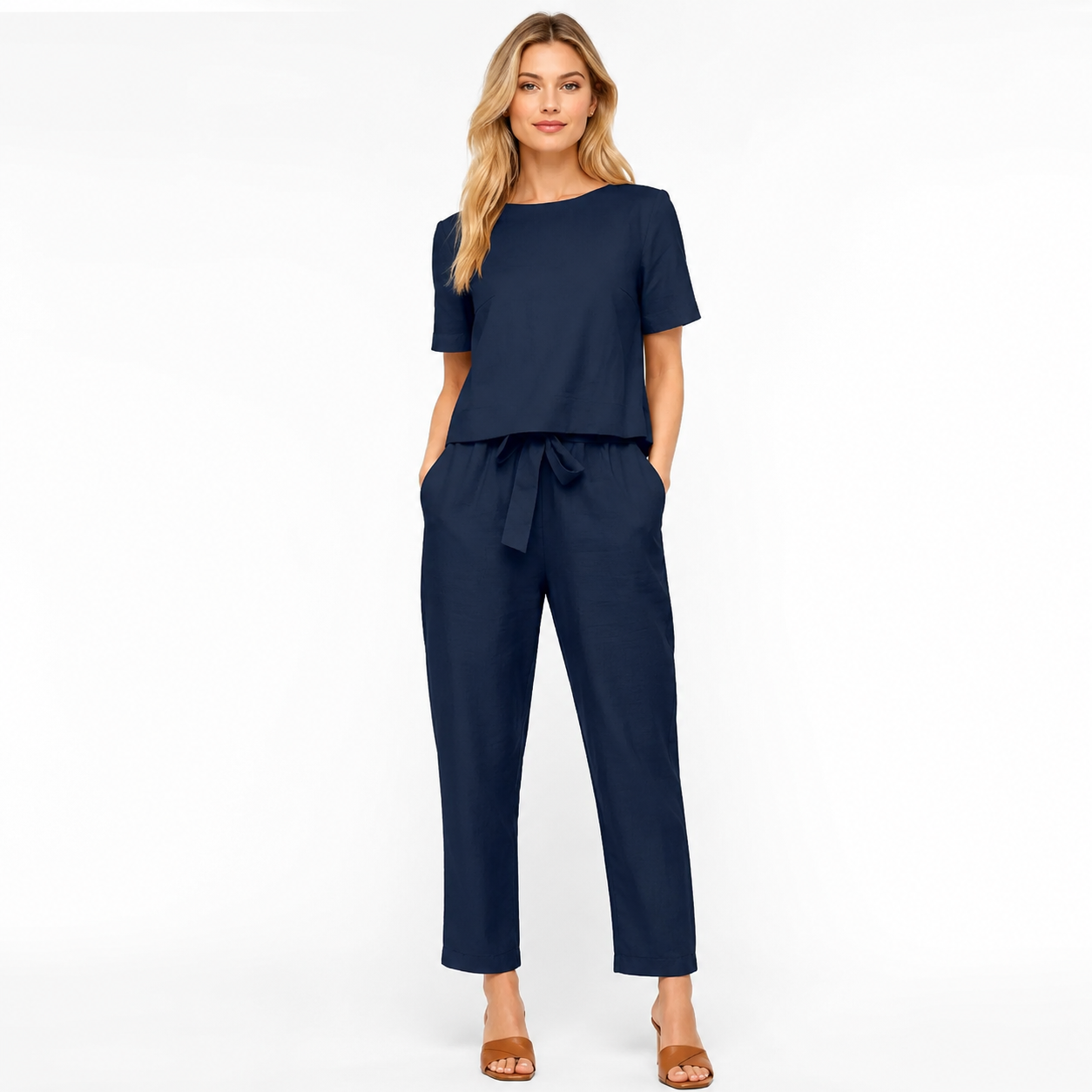 Half Sleeve Top and Trouser Set