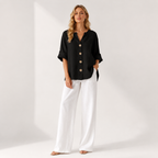 V-Neck Button Through Summer Shirt