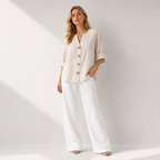 V-Neck Button Through Summer Shirt