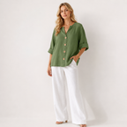 V-Neck Button Through Summer Shirt
