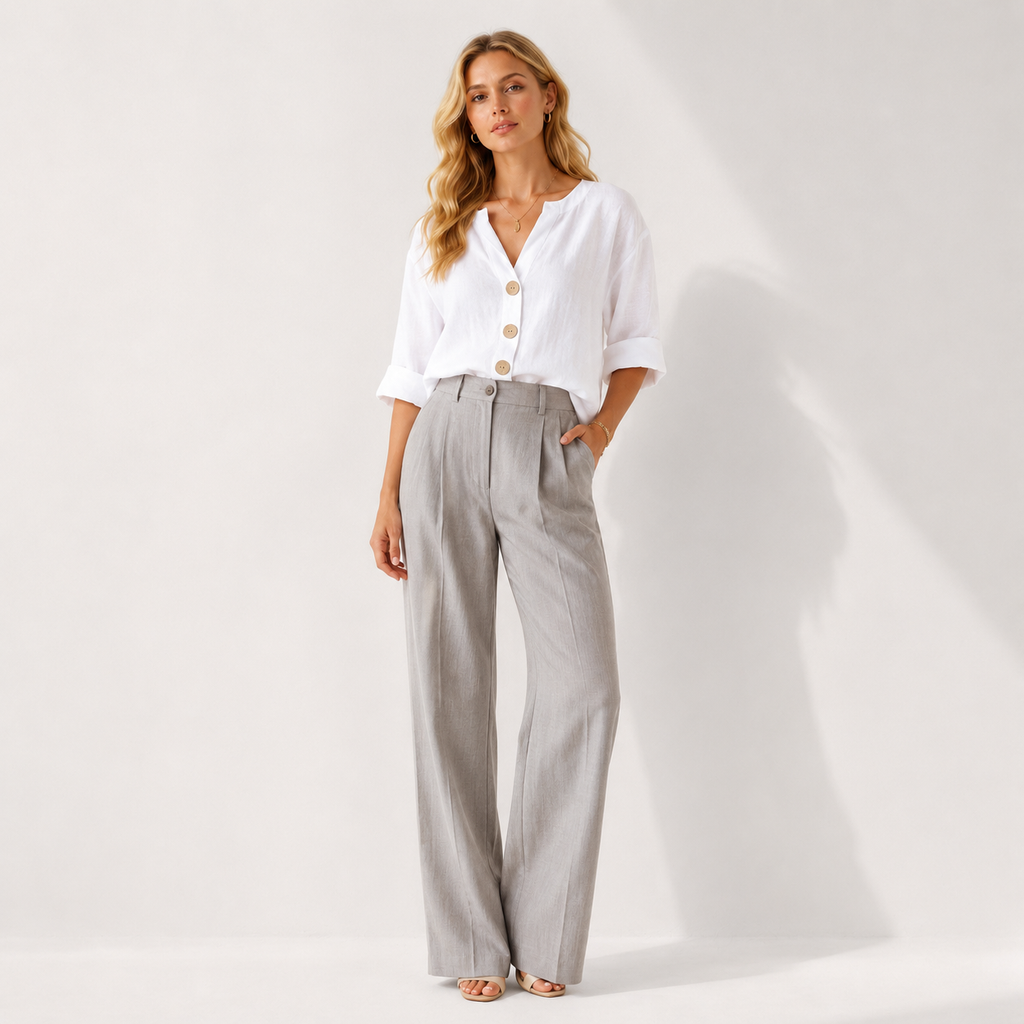 V-Neck Button Through Summer Shirt