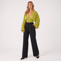 V-Neck Lantern Sleeve Blouse