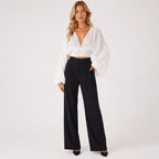 V-Neck Lantern Sleeve Blouse