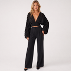 V-Neck Lantern Sleeve Blouse