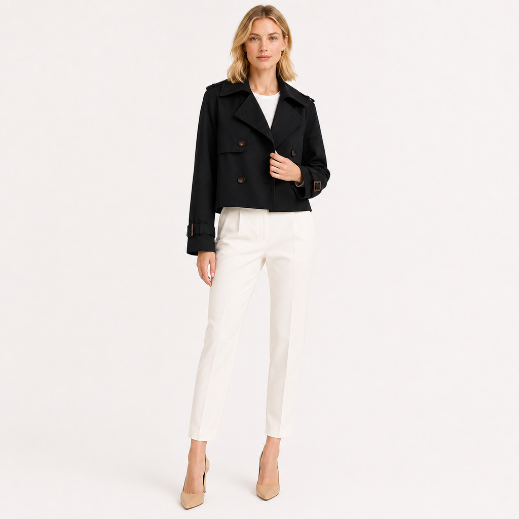 Double Breasted Cropped Trench Jacket