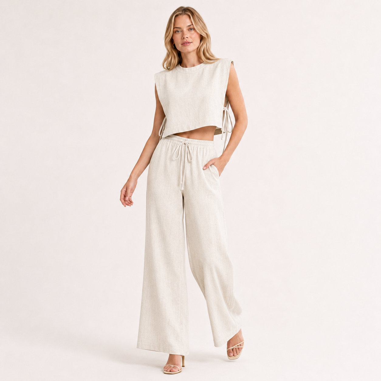 Crop Top and Wide Leg Trouser Set