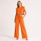 Crop Top and Wide Leg Trouser Set