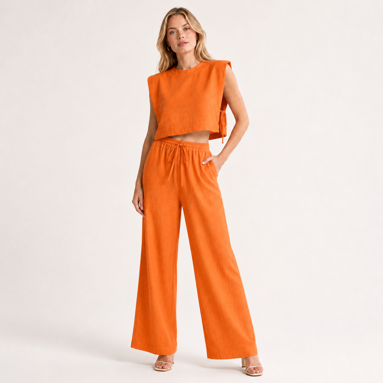 Crop Top and Wide Leg Trouser Set