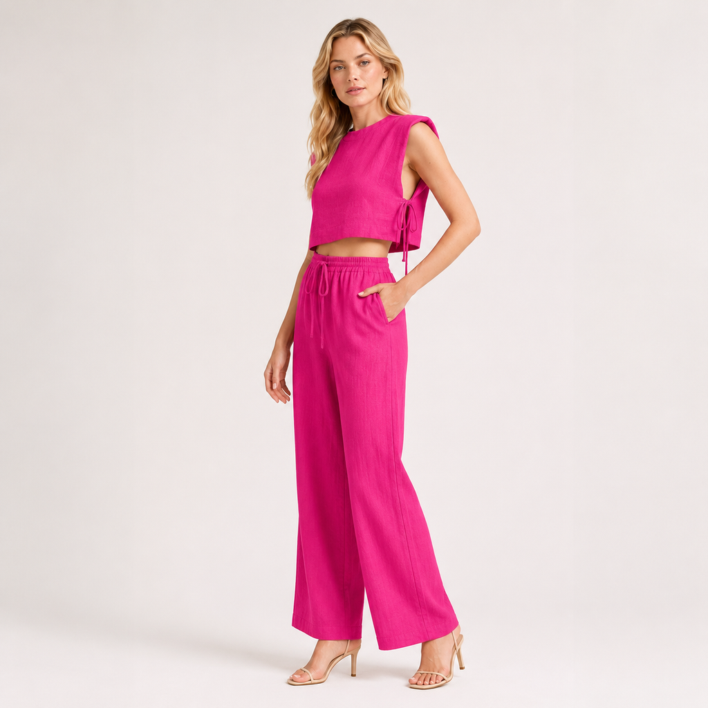 Crop Top and Wide Leg Trouser Set
