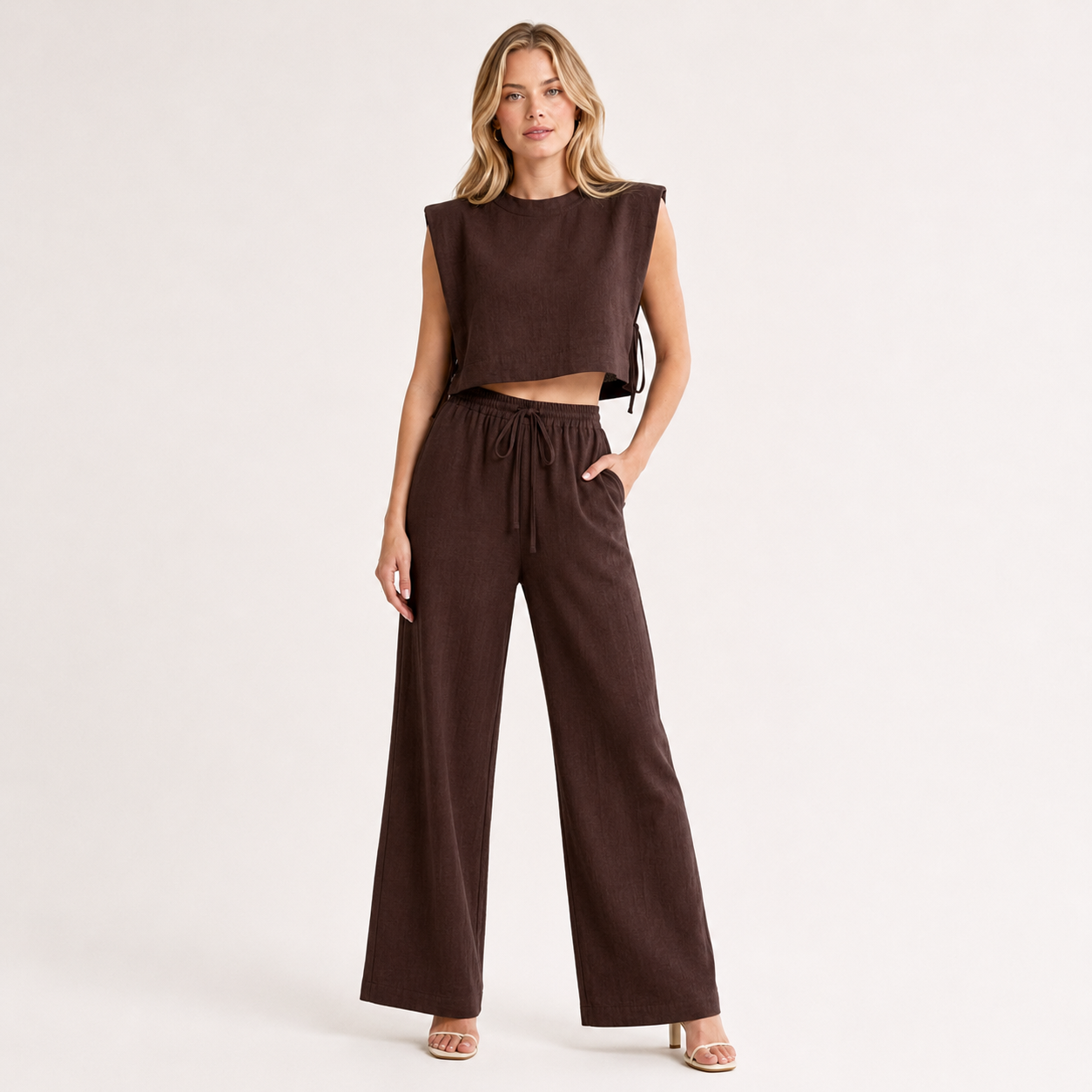 Crop Top and Wide Leg Trouser Set