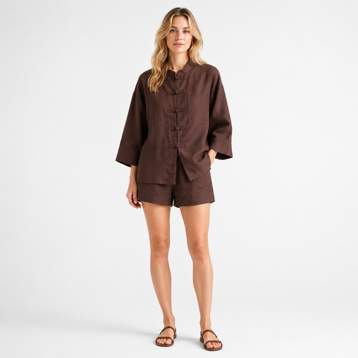 Poly Linen Shirt and Shorts Set