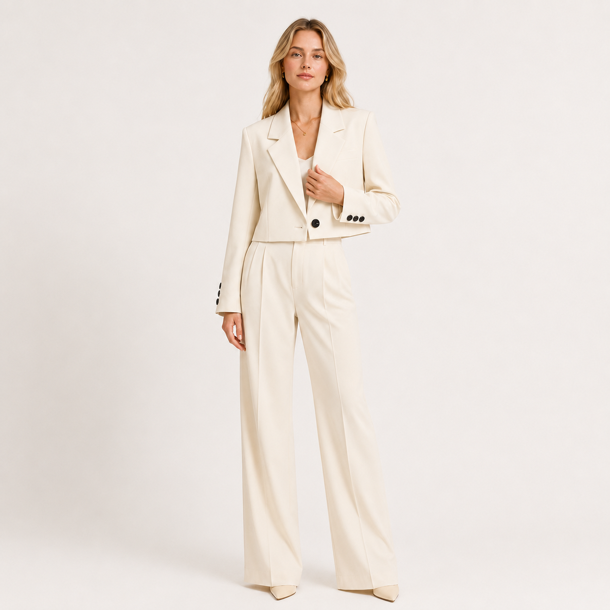 Notched Collar Cropped Blazer