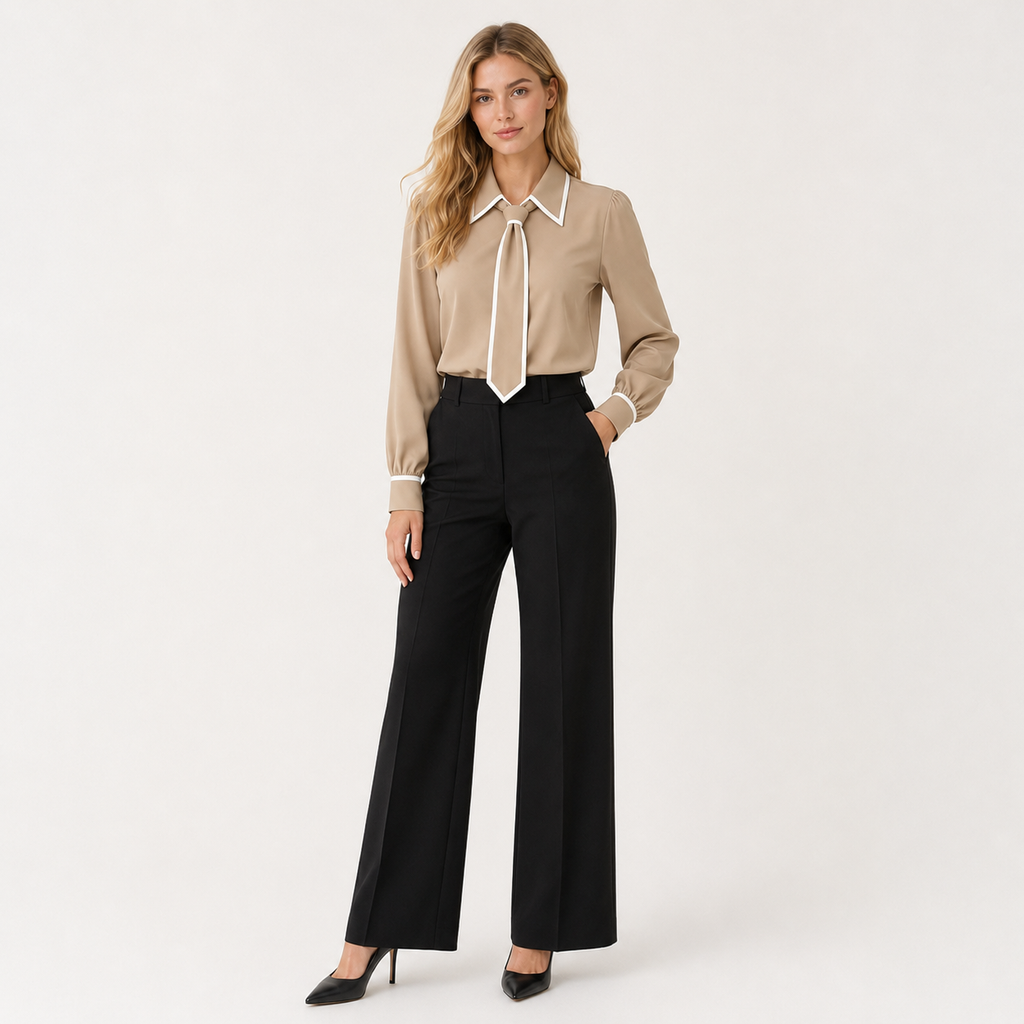 Bow Tie Long Sleeve Blouse