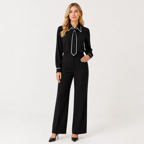 Bow Tie Long Sleeve Blouse